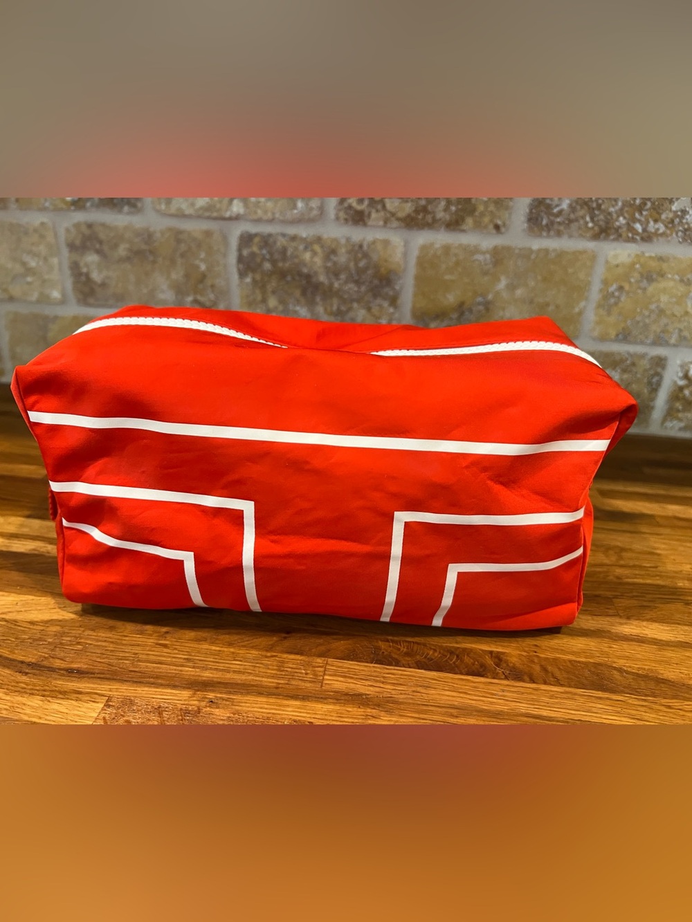 Tory Burch Sport Toiletry Bag / Red and White